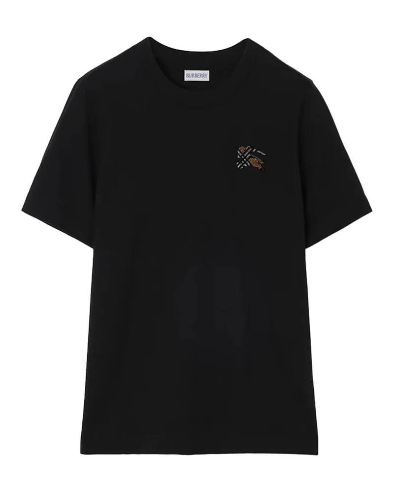 Burberry Tufted Equestrian Knight Embroidery T-Shirt — Black Black