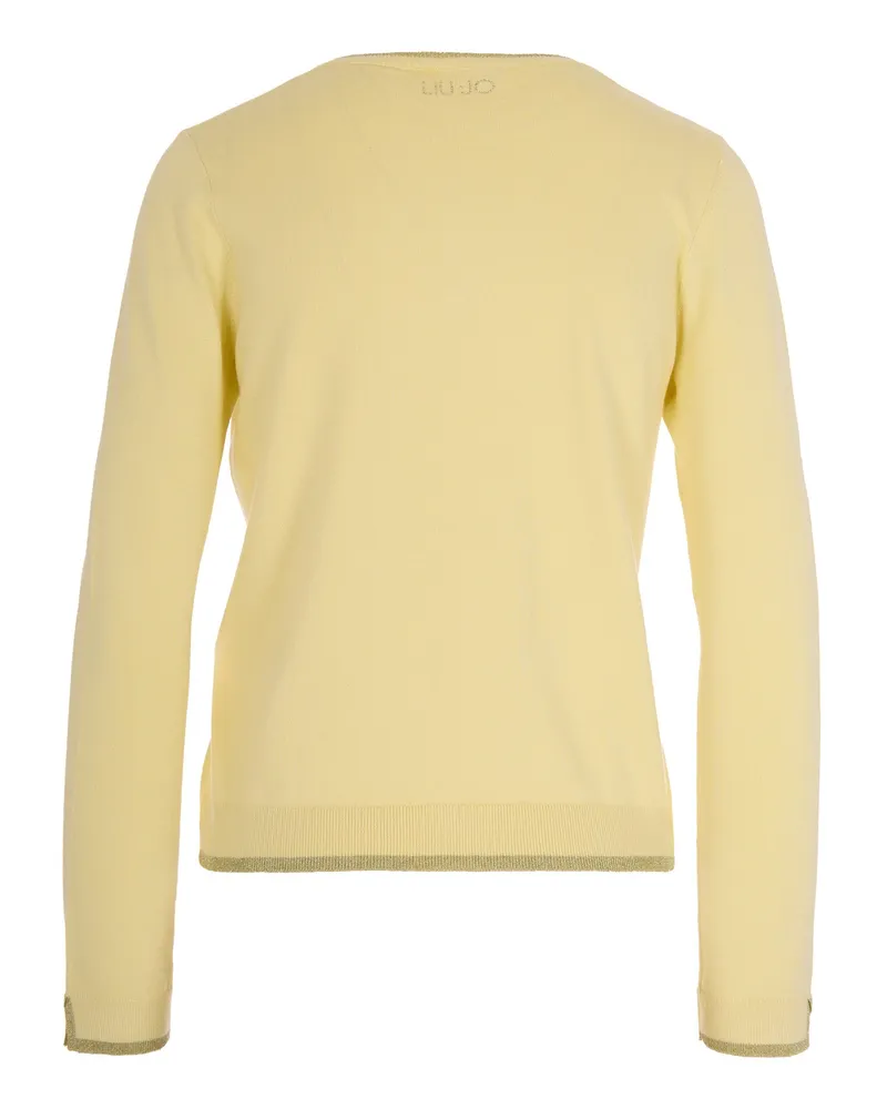 Liu Jo Women's Cardigan Lurex Lemon Juice Viscose Cardigans Sweater Yellow