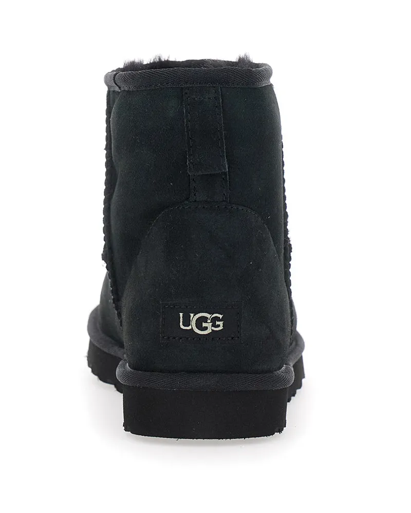 UGG Men's Ankle Boots Classic Mini Black Suede Leather Black