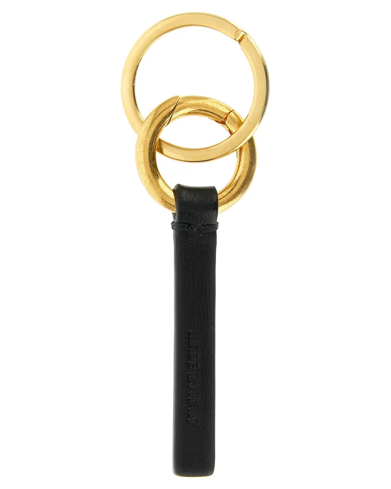 Jil Sander Gold-Ring Calfskin Keychain — Black Black