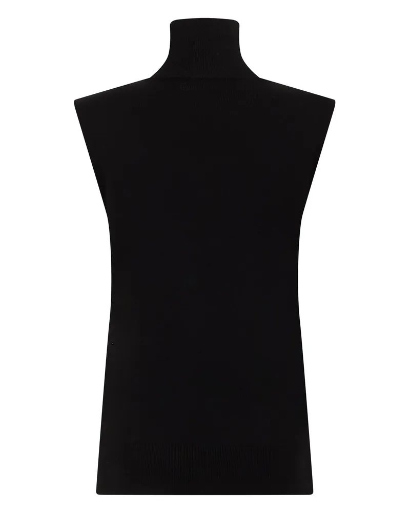 Totême Women Sleeveless Sweater High Collar Black Wool Black