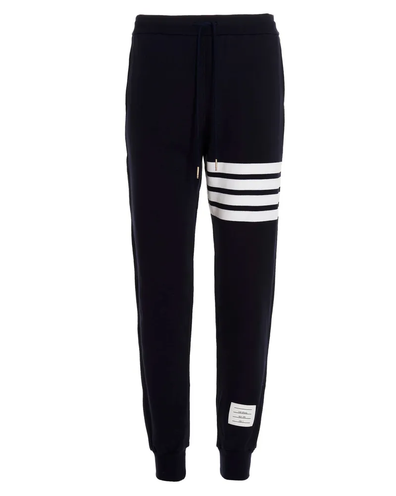 Thom Browne Bar Stripe Cotton Joggers — Black Black