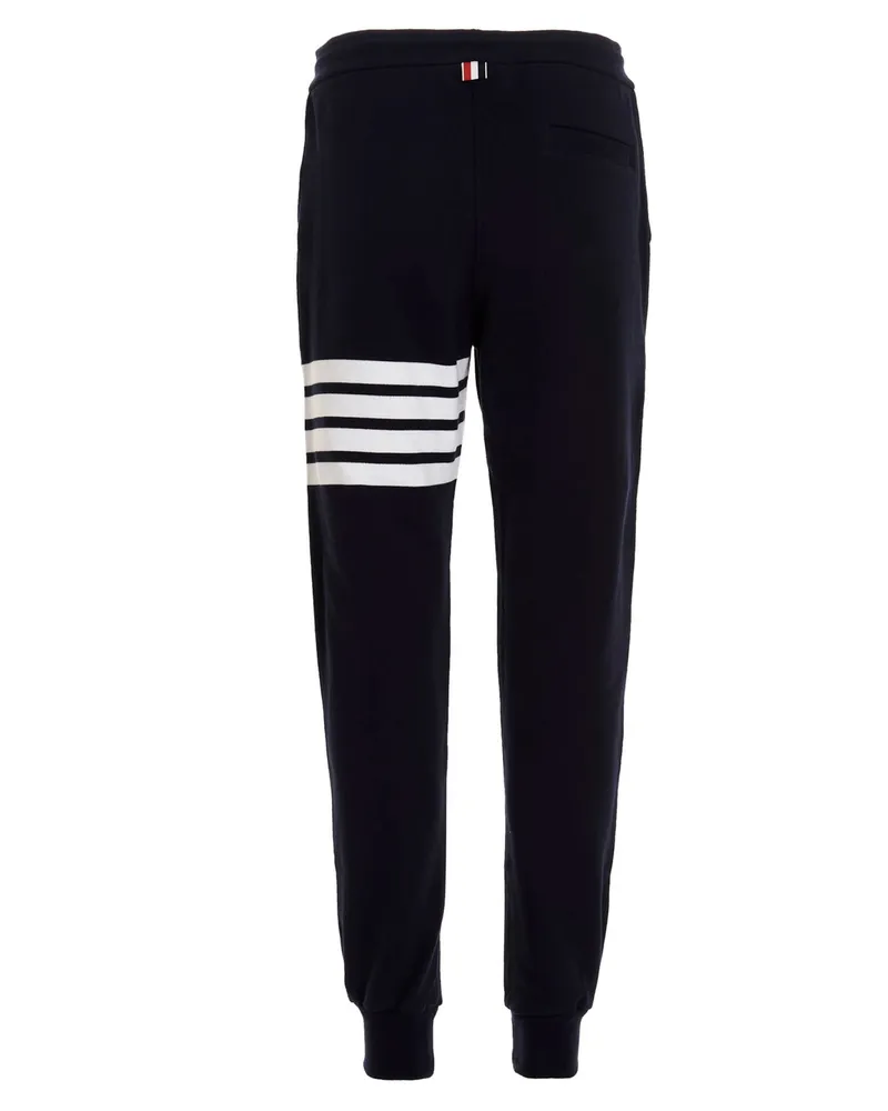 Thom Browne Bar Stripe Cotton Joggers — Black Black
