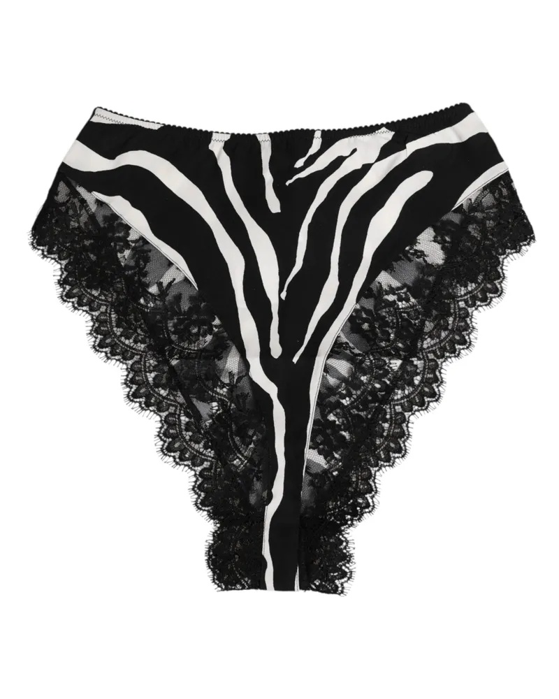Dolce & Gabbana Silk Zebra-Print Lace Bodysuit — Black Black
