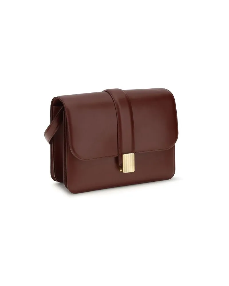 KHAITE Women's Bordeaux Calf Leather Bos Taurus Shoulder Bag Bordeaux