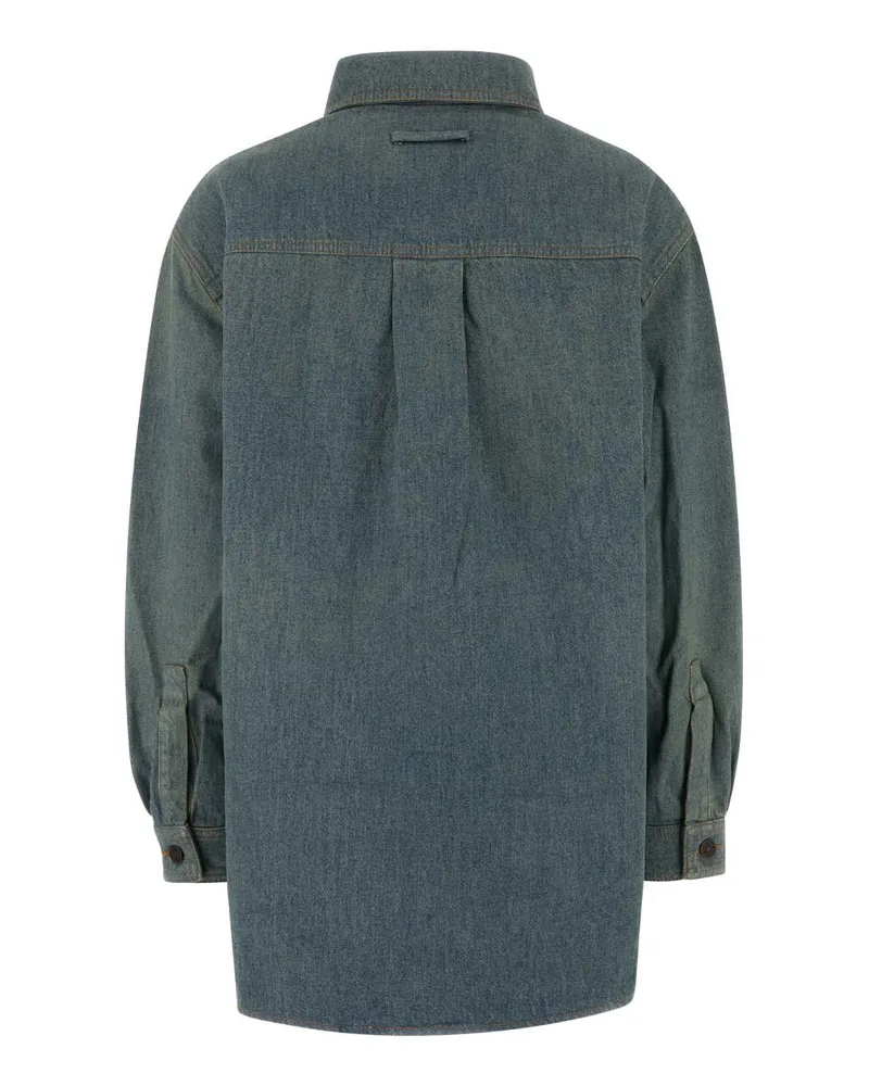 Jean Paul Gaultier Print Denim Shirt — Gray Gray