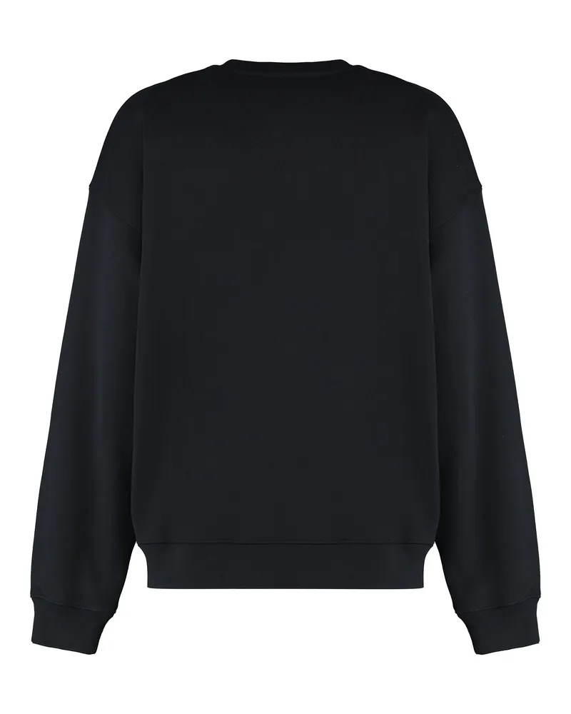 Kitsuné Women Crew Neck Cotton Sweatshirt Black Sweatshirts Sweater Black