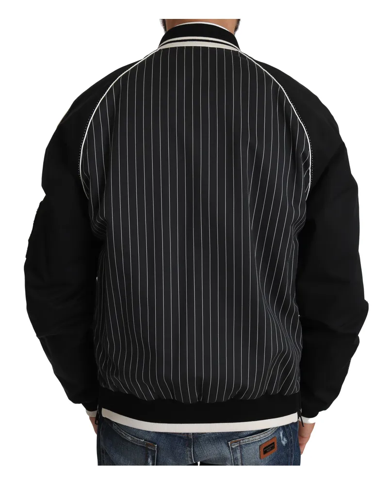 Dolce & Gabbana Sequined and Beaded Bomber Jacket — Black Black