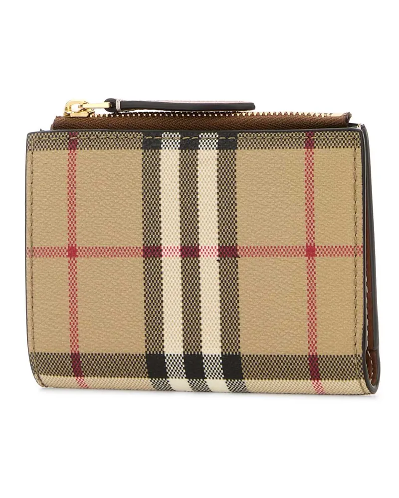 Burberry Women's Printed Canvas Wallet Vntgchkbriarbrown Polyurethane Polyester Cotton Portafogli Beige