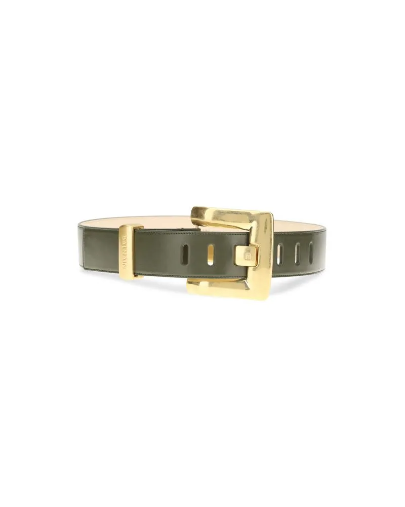 Balmain Women's Bicolor Calf Leather Bos Taurus Regular Belt Green