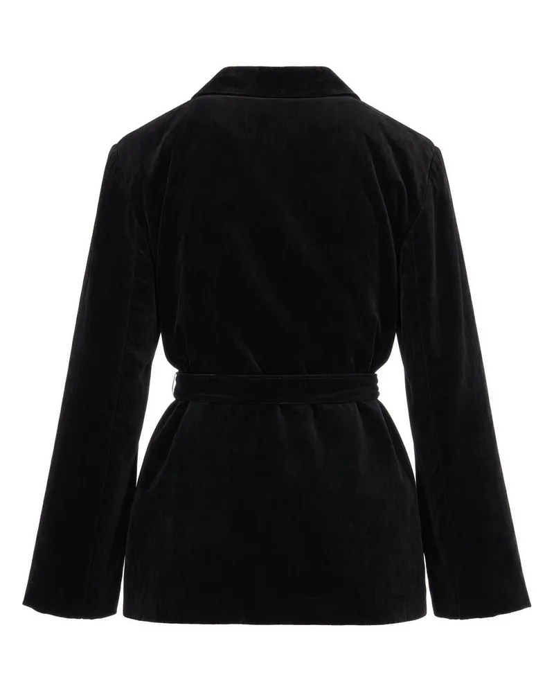 Max Mara Velvet Belted Jacket — Black Black