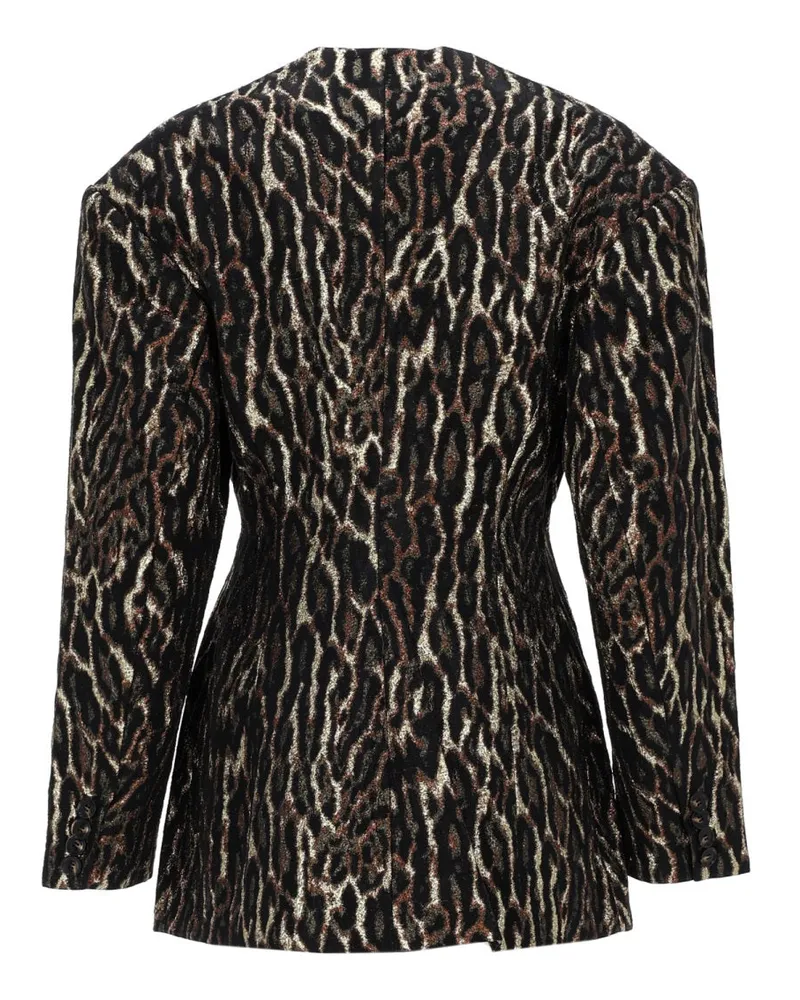 Ganni Animal Print Recycled Polyester Blazer — Multicolor Multicolor