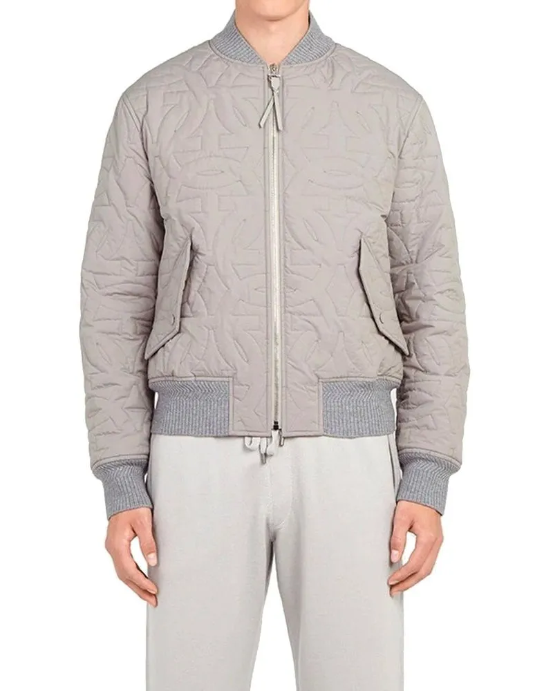 Ferragamo Men's Gray Polyester Bomber Clothing Gray