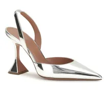 Mirror-Finish Slingback Pumps — Silver