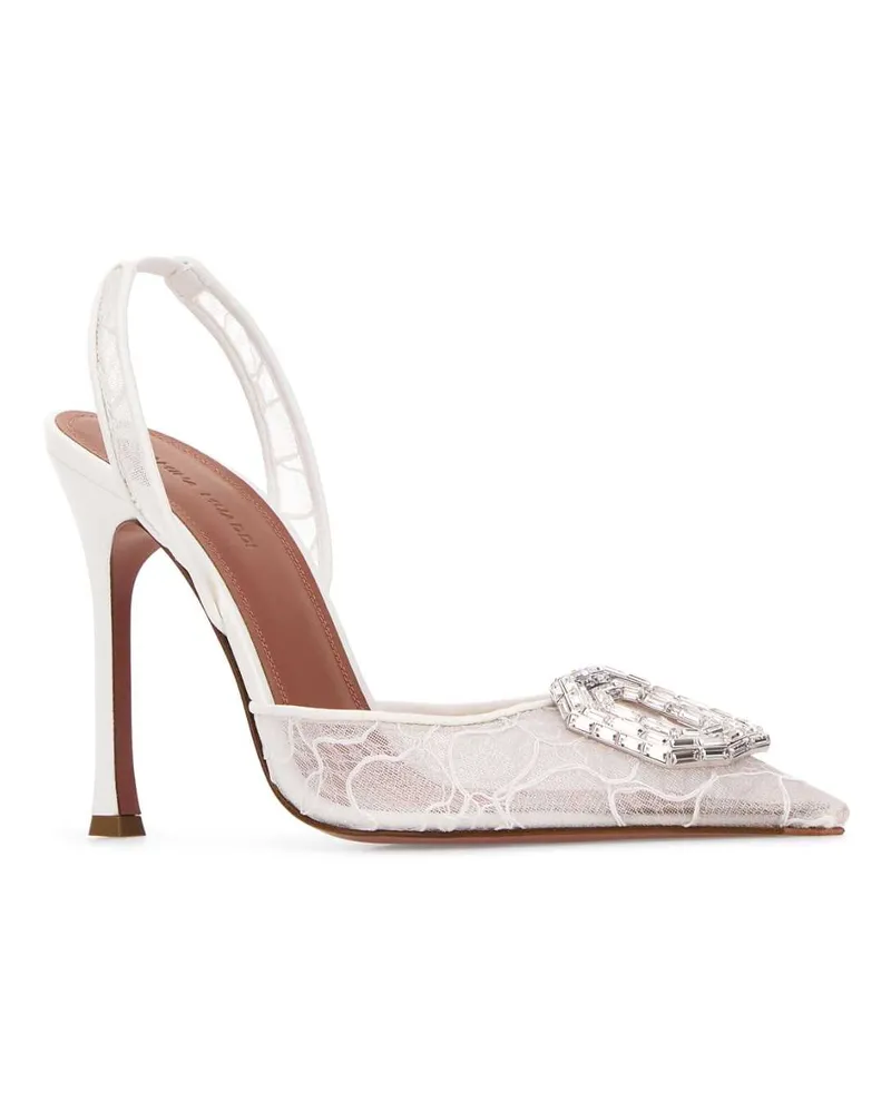 Amina Muaddi Camelia Lace Sling 105 Slingback Heel — White White