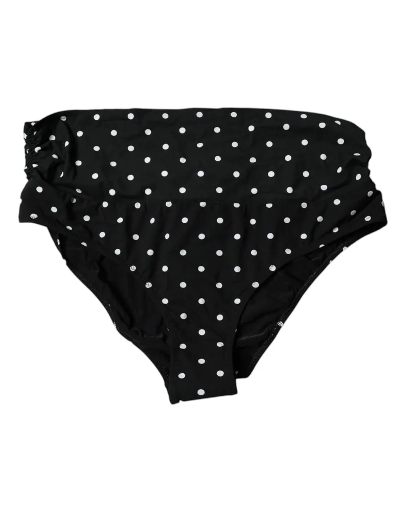 Dolce & Gabbana Women's Black Polka Dot Swimsuit Bikini Bottom Swimwear And White Nylon Elastane Clothing Black