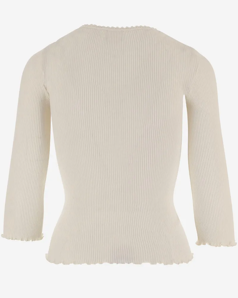 Chloé Women's Fitted Cotton-Silk Jersey Top Ivory Tops Ivory