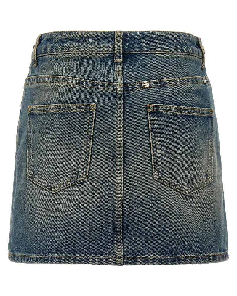 Givenchy Chain-Detail Denim Skirt — Blue Blue