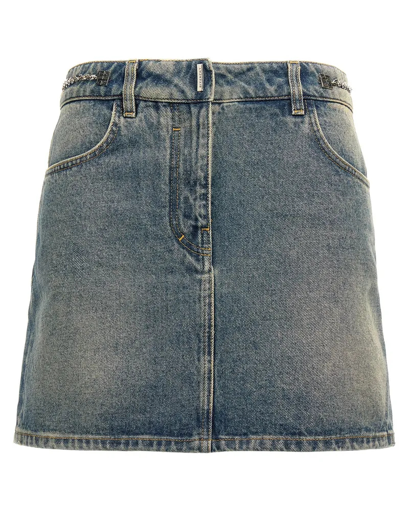 Givenchy Chain-Detail Denim Skirt — Blue Blue