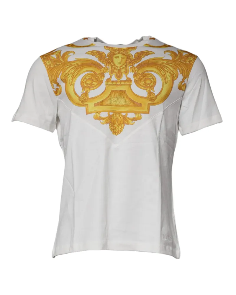 Versace Men's White Medusa Print Cotton Crew Neck T-Shirt White