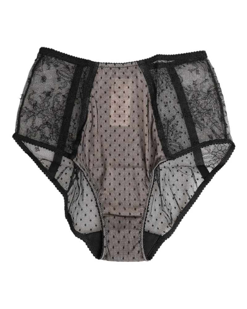 Dolce & Gabbana Sheer Polka Dot Lace Briefs — Black Black
