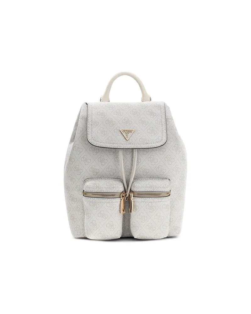 Guess Women's Backpack Bone Logo Polyurethane Bags - Backpacks Beige
