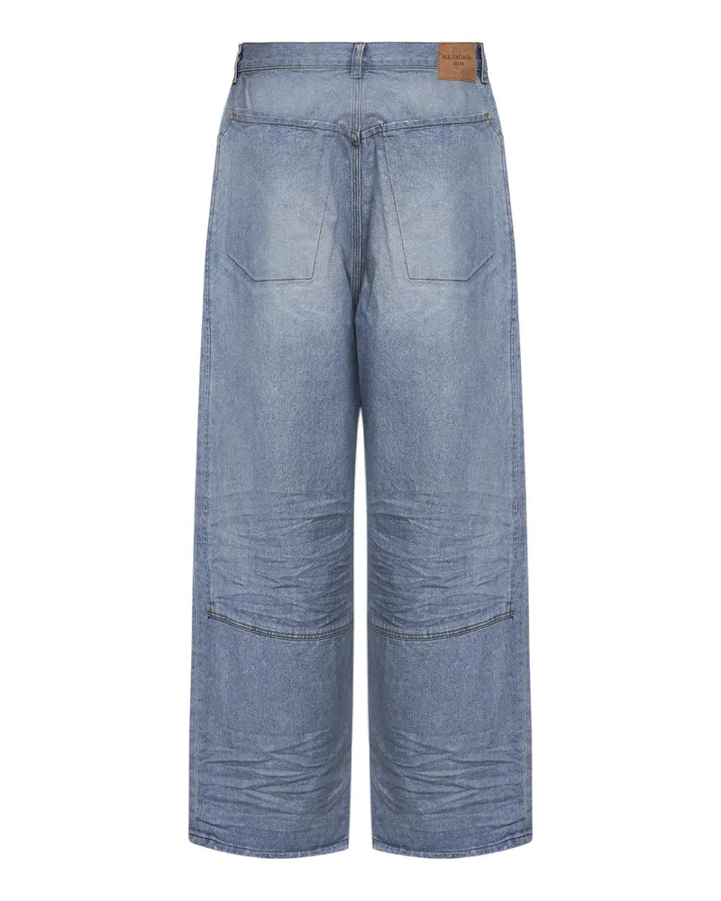 Balenciaga Men Light Blue Cotton Denim Baggy Jeans Blue