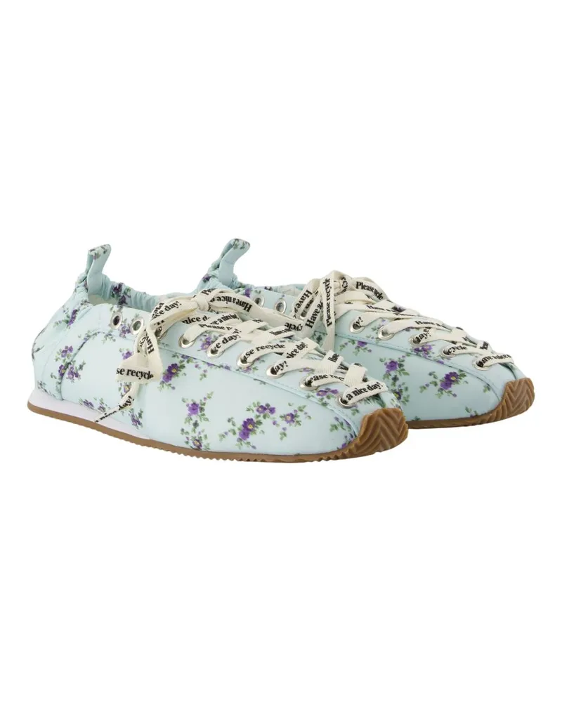 Ganni Women's Lace Up Sporty Ballerinas -  Synthetic Multicolor Shoes Flat-Shoes White