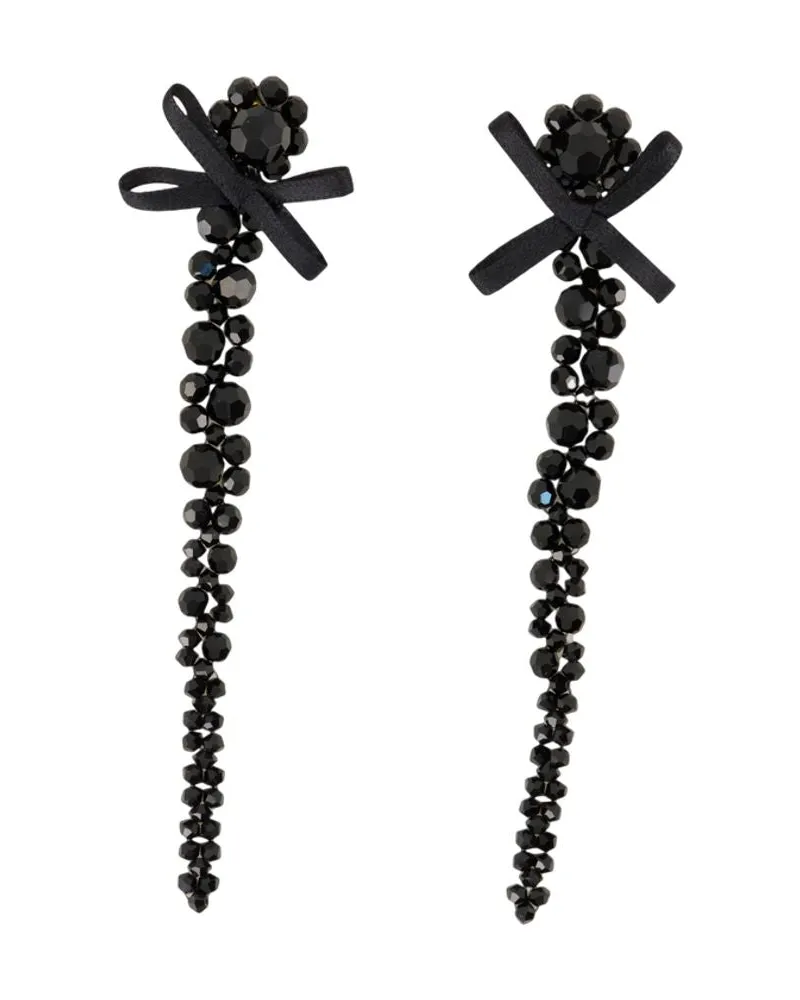 Simone Rocha Women's Petite Bow Drip Earrings Crystal Black Others Jewelry-Watches Black