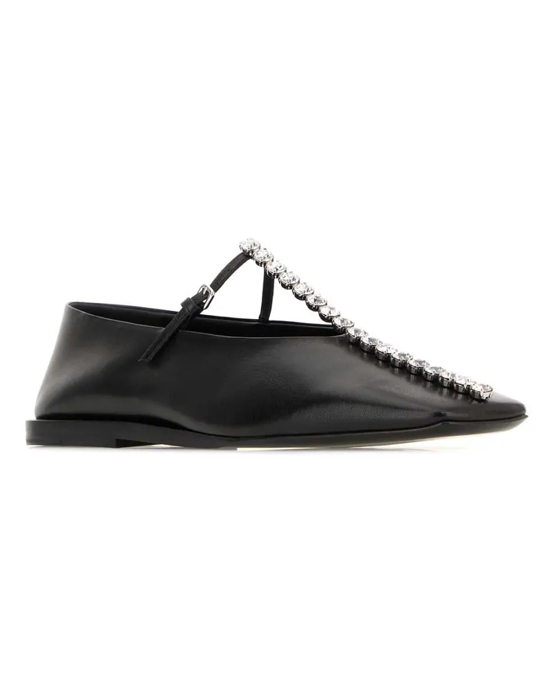 Jil Sander Women's Black Leather Ballerinas Ballerine Flat Shoes Black