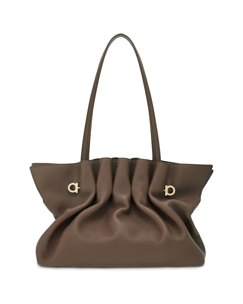 Ferragamo Bloco Shoulder Bag — Gray Gray