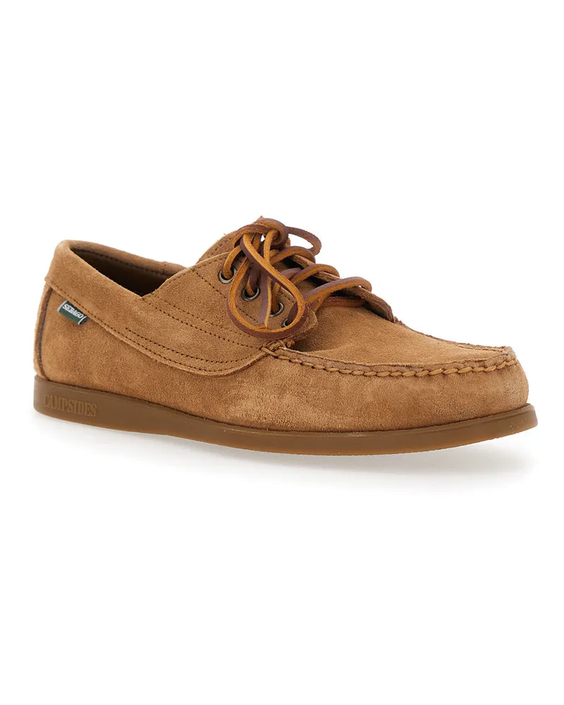 Sebago Men's Beige Suede Loafers With Patch Logo Beige