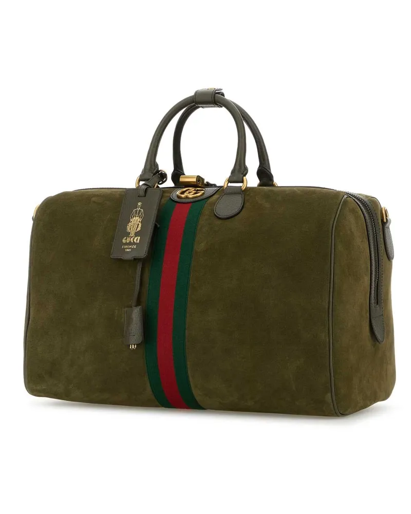 Gucci Savoy Suede Duffle Bag — Green Green