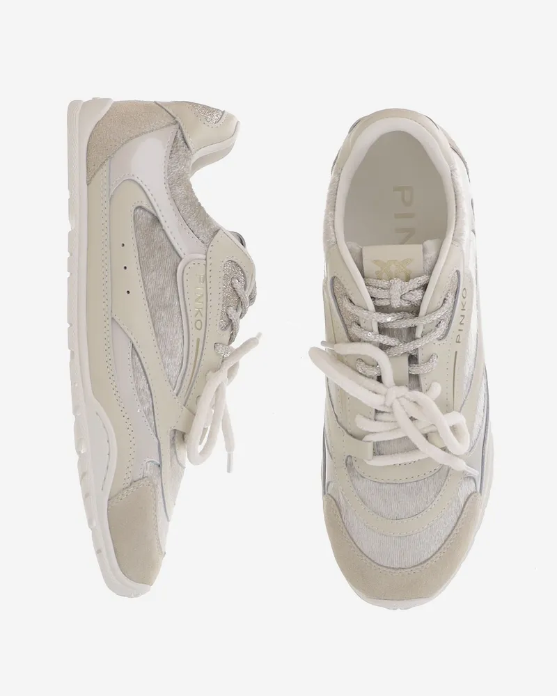 Pinko Women's Sneakers Yulia Leather And Mesh Beige Upper: Trainers Beige