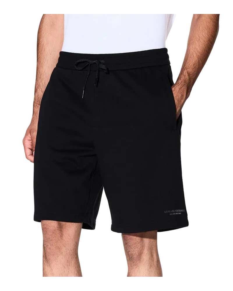 Armani Exchange Cotton Drawstring Shorts — Black Black
