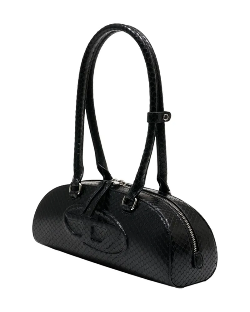 Diesel Women's 1dr Dome Shoulder Bag -  Leather Black Cowhide Shoulder-Hobo-Bags Black