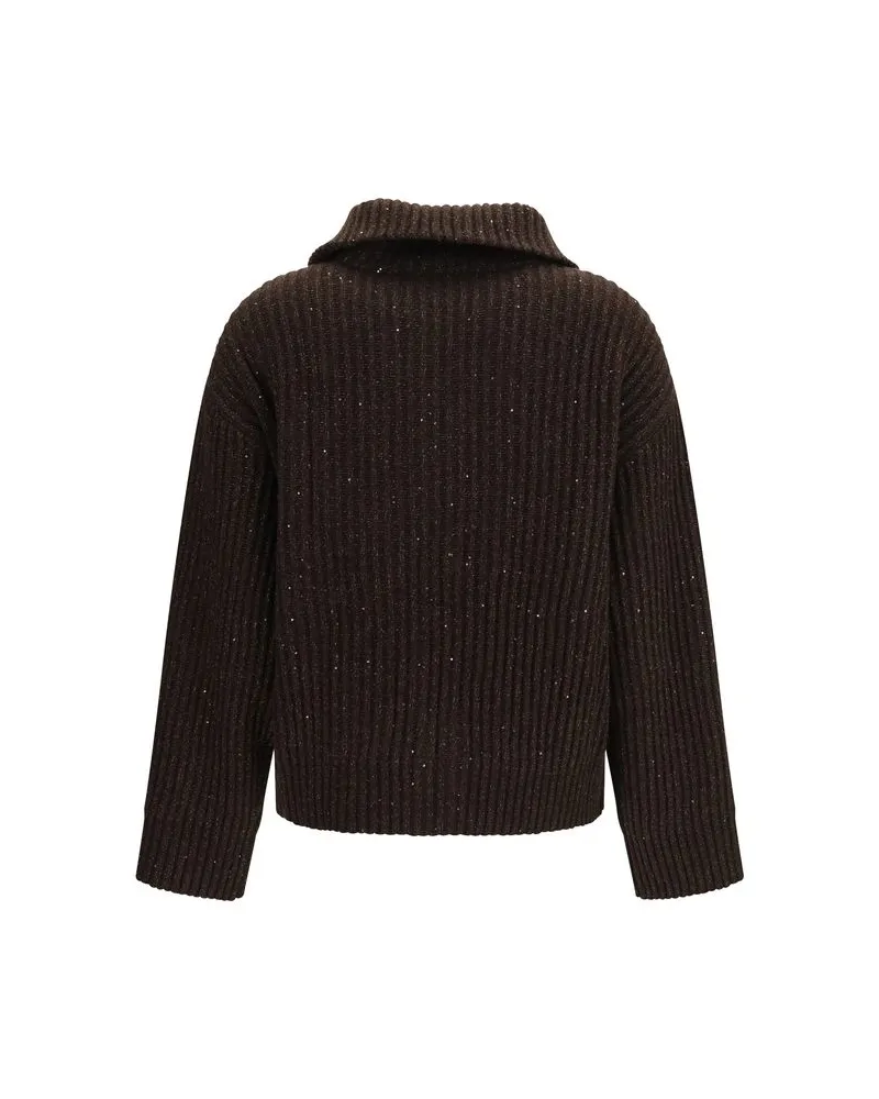 Brunello Cucinelli Sequin-Embellished Cashmere Sweatshirt — Brown Brown