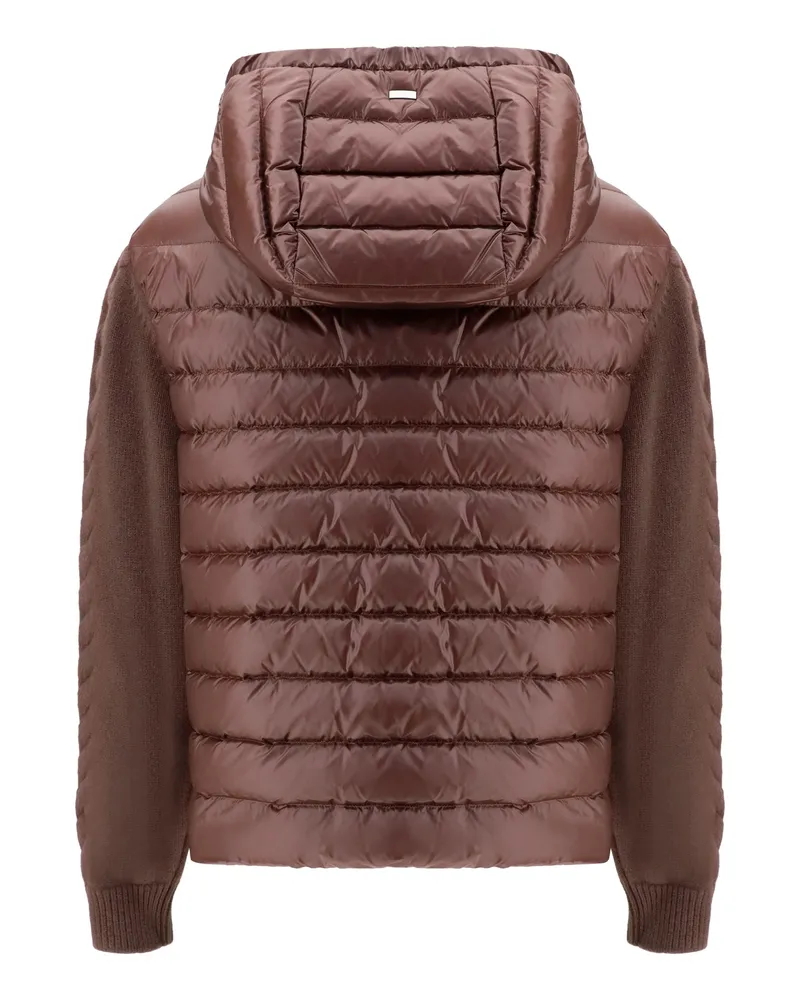 Herno Women's Down Jacket With Wool Sleeves Fondente Polyester Coat Brown