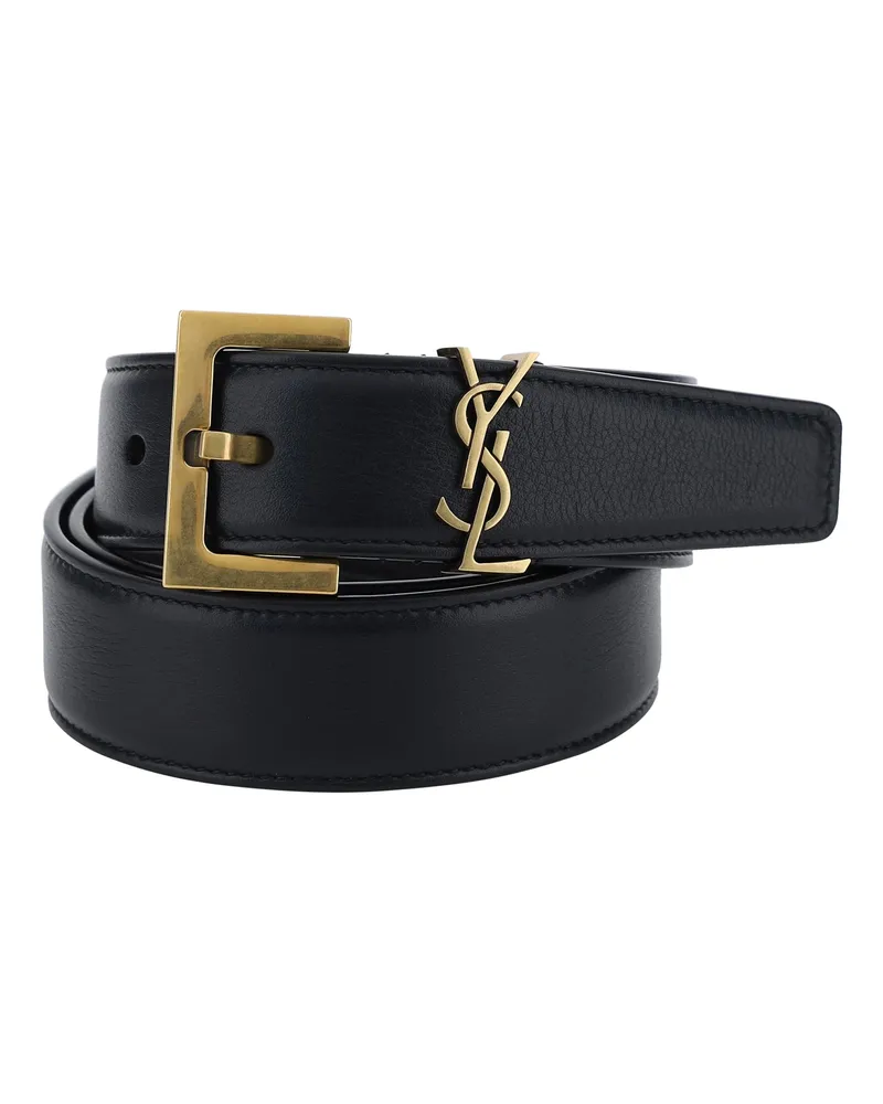 Saint Laurent Women's Leather Belt Black Calf 