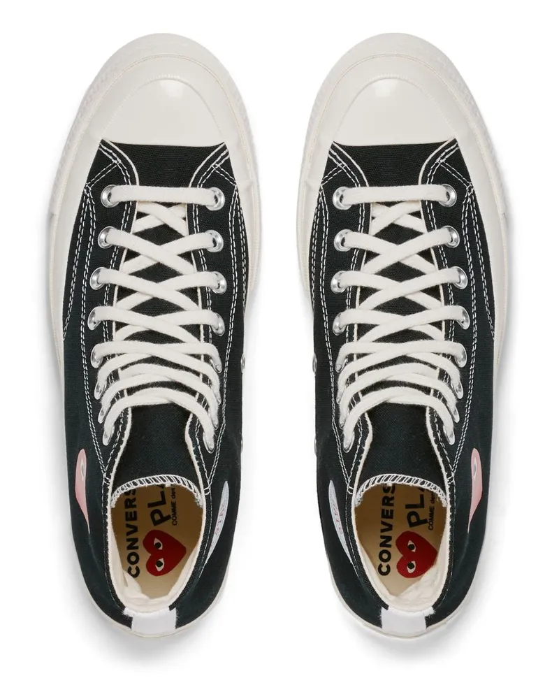 Comme des Garçons Heart-Embroidered High-Top Sneaker — Black Black