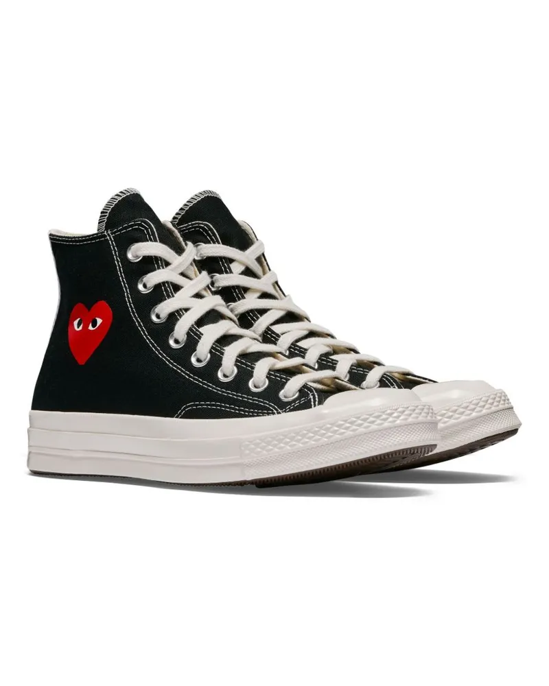 Comme des Garçons Heart-Embroidered High-Top Sneaker — Black Black