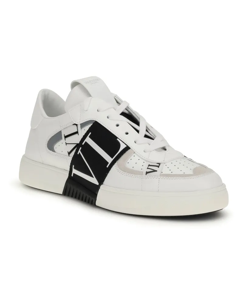 Valentino Garavani Logo-Ribbon Low-Top Sneaker — White Bianco