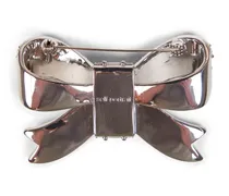 Crystal-Embellished Bow Brooch — Silver