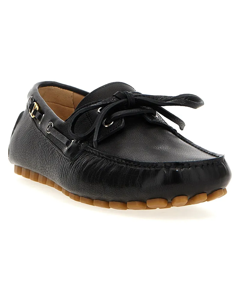 Valentino Garavani Buffalo Leather Lace-Up Loafer — Black Black