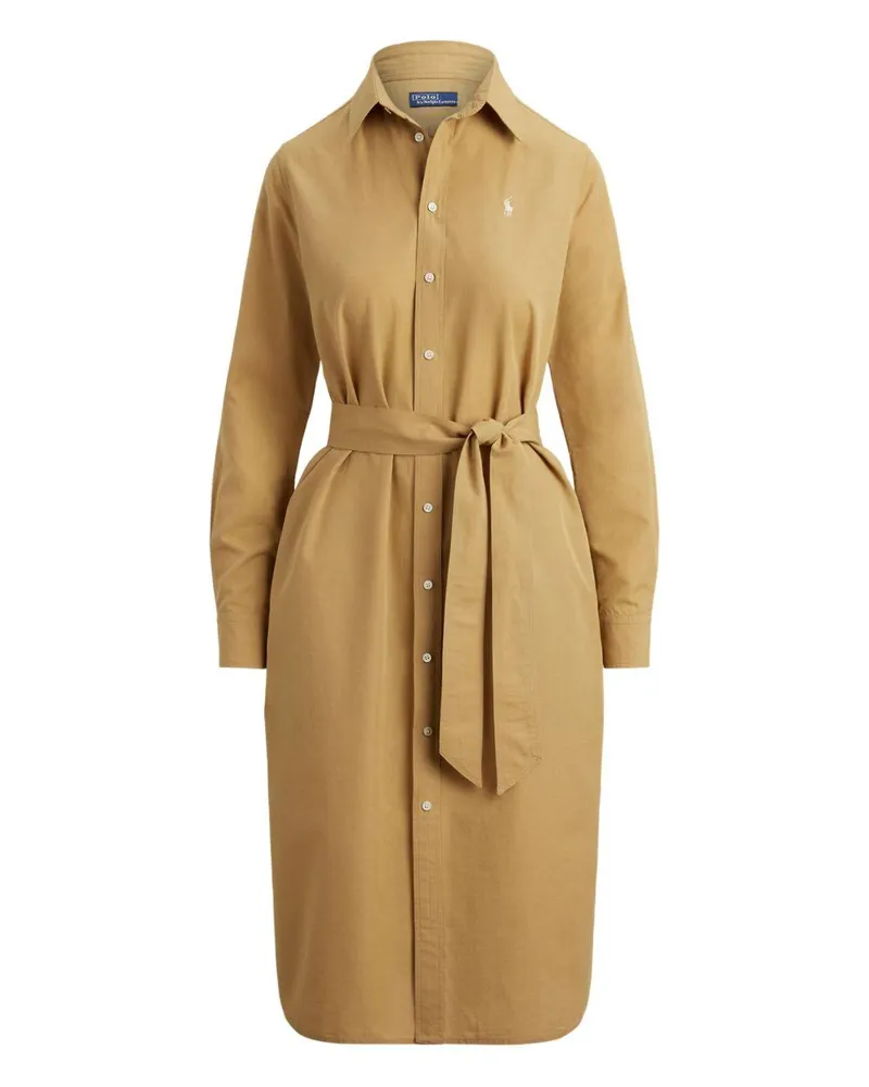 Ralph Lauren Women's Midi Shirt Dress Beige Cotton 