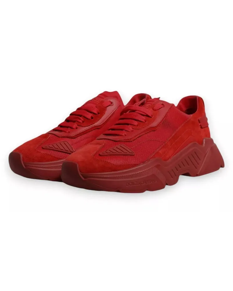 Dolce & Gabbana Men's Red Leather Daymaster Low Top Sneakers Shoes Red