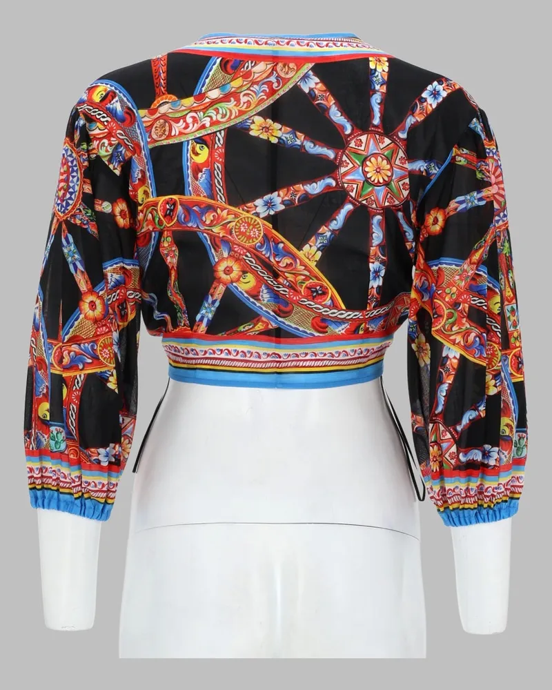 Dolce & Gabbana Printed Batiste Cotton Blouse — Black Black