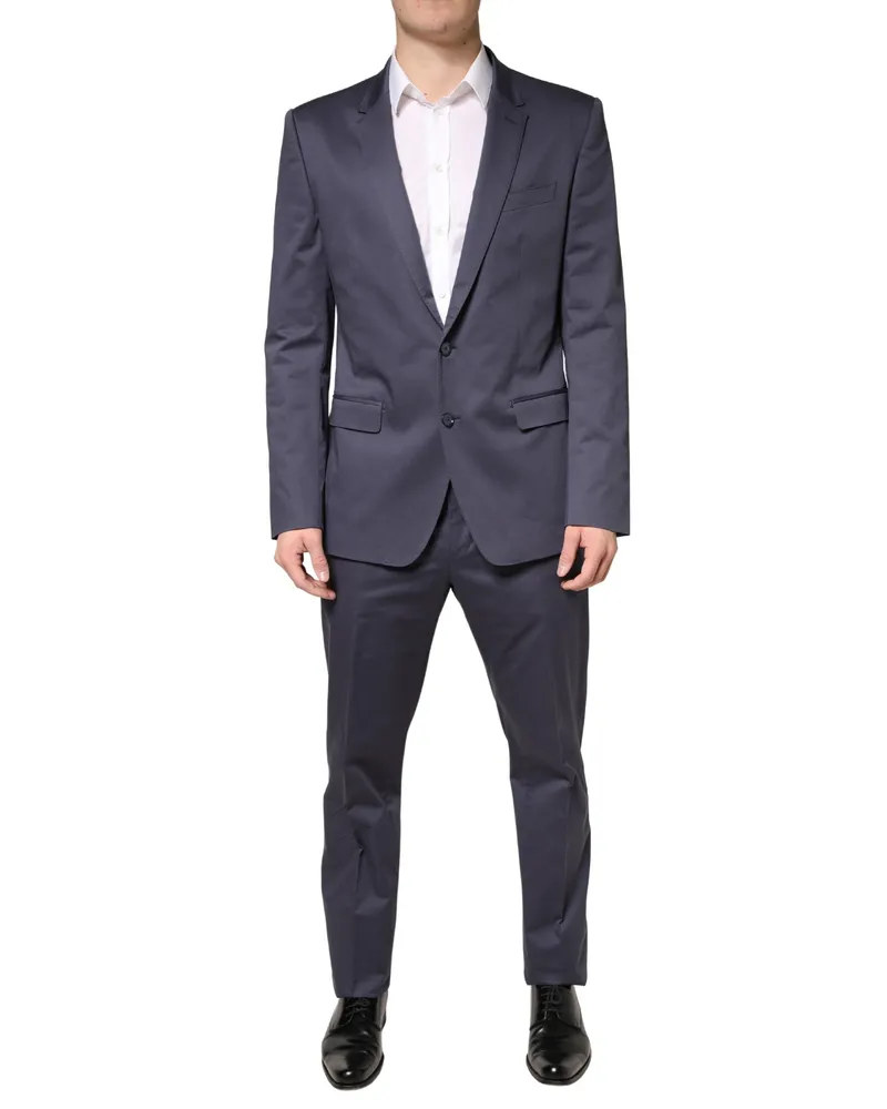 Dolce & Gabbana Men's Blue Single Breasted Martini 2 Piece Suit Cotton Elastane Blue