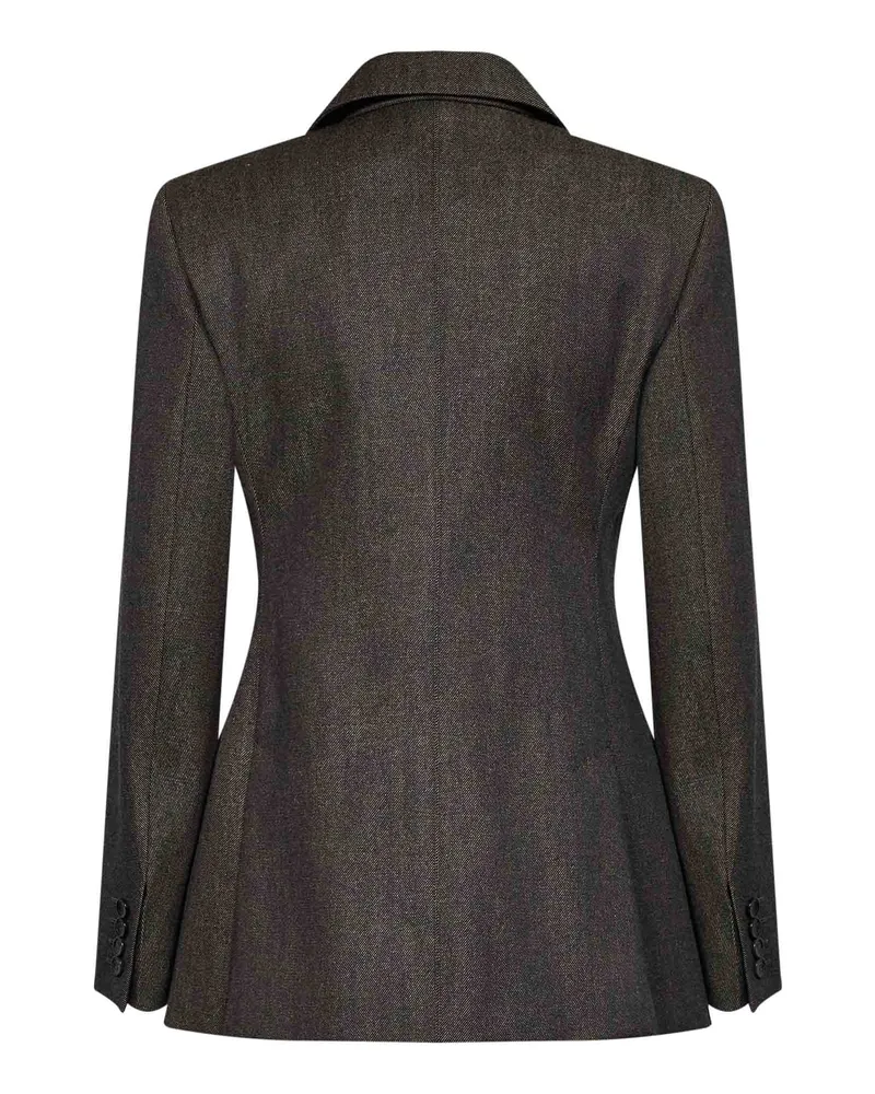 Max Mara Virgin Wool Fitted Waist Blazer — Brown Brown