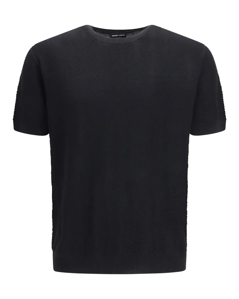 Giorgio Armani Textured Cotton-Silk Knit Sweater — Black Black